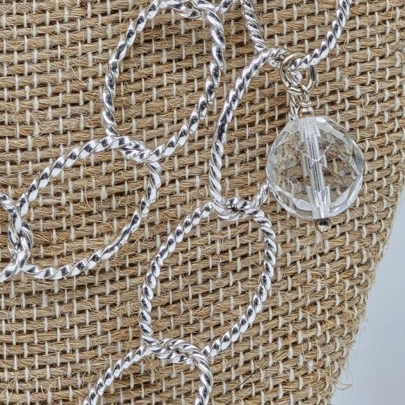 Beachcore Abalone Shell Clear Faceted Beads Charms Silver Tone Chain Necklace - Picture 15 of 16